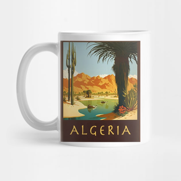 Algeria Oasis Vintage Travel Art Poster by OldTravelArt